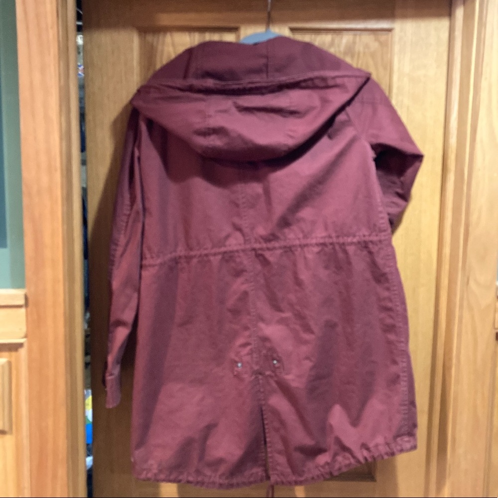 Maroon Long Hooded Utility Jacket - image 2